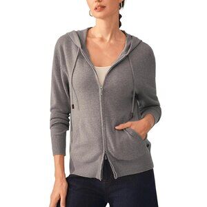 KVSS 100% Pure Cashmere Gray Zip Up Hoodie Cardigan w/Pockets Size Large NWT!